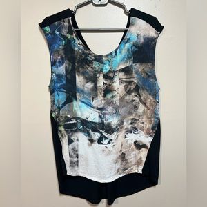 Women's tank top mutli blue color front black back  size L